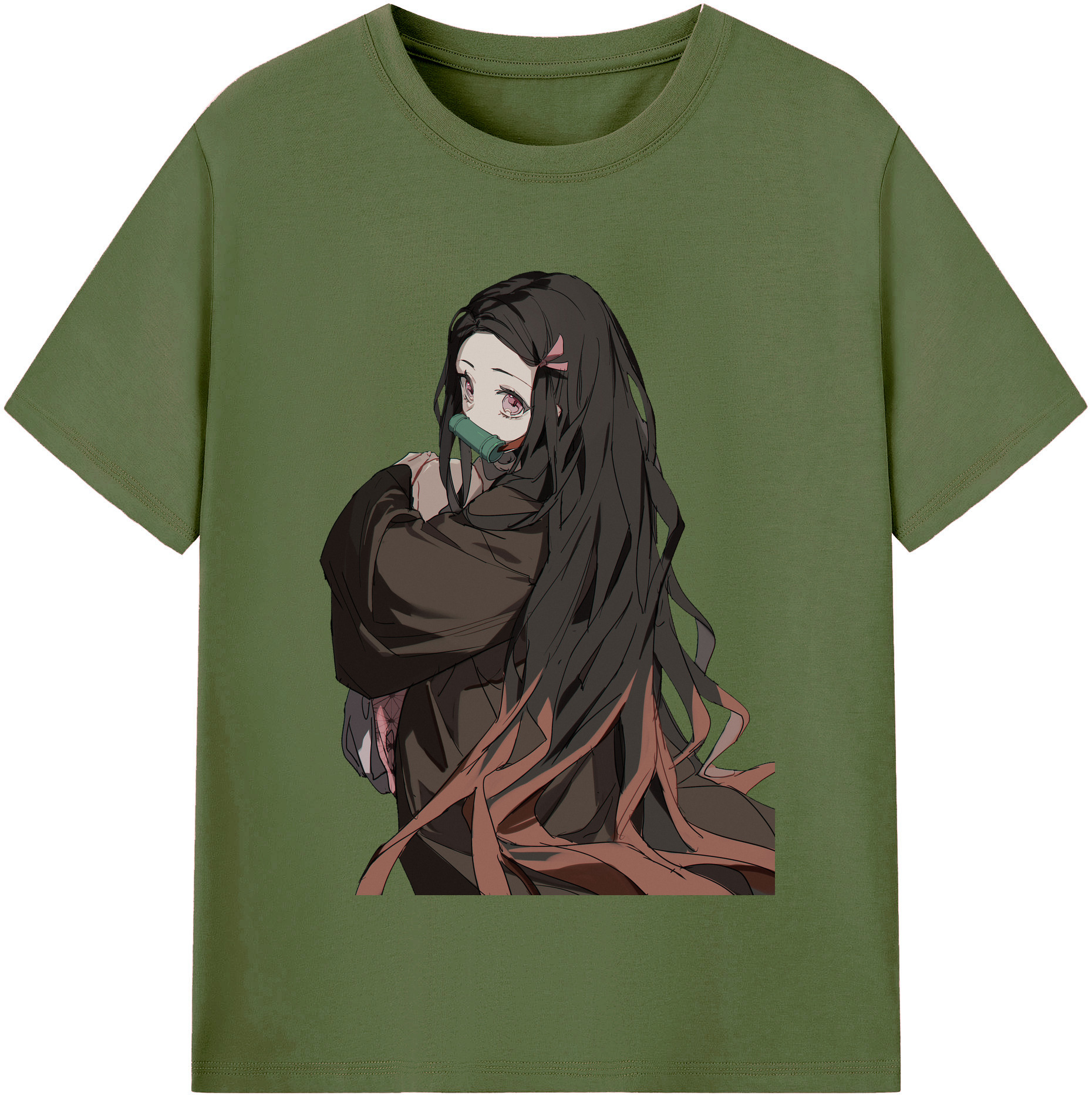 （画像用） 鬼滅の刃（きめつのやいば）竈門 禰󠄀豆子／かまど ねずこ Kamado Nezuko 綿100％半袖Tシャツ（フロントプリント）